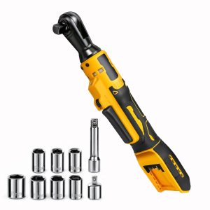 3/8-inch Wireless Ratchet Wrench for Dewalt 20V Battery, Brushless Electric Ratchet, Variable Speed, 1/4-inch Adapter+ 3-inch Extension Rod, (without Battery)