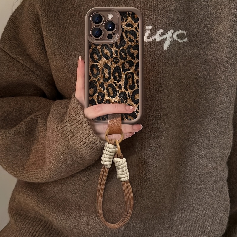 Premium Minimalist Leopard Print - Brown Leopard Print + Lanyard - Phone Case Compatible with iPhone 17 Pro Max/17 Pro/17 Air/17/16 Pro Max/16/16 Pro/16 Plus/15/15 Pro Max/15 Pro/15 Plus/11/12/13/14 Pro Max/11 Pro/11 Pro Max/12 Pro/12 Pro Max/13 Pro/13