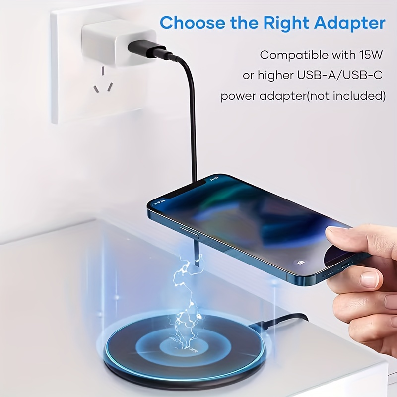 15W Wireless Charger, Suitable for Iphone 17 16 15 14 13 12 11 Pro Max, Other Phones, Inductive Wireless Charging Board, USB Type-C, Very Suitable for Office, Home, Travel, Black And White, Exquisite And Compact, Round And Lightweight Design - Image 12