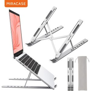 Laptop Stand for Desk, Aluminum Metal Macbook Stand. Computer Riser for Desk, Portable Foldable Adjustable Notebook Holder, Compatible with 10-15.6 Inch Laptops, Ipad