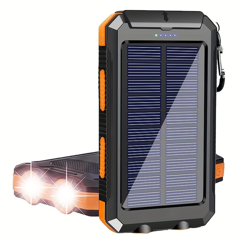 10000/20000Mah Solar Power Bank, External Backup Battery Pack with USB C Input/Output/Led Flashlight, Compatible with Samsung, Ipad, Suitable for Outdoor And Camping Quick Charger with Dual USB Ports, Built-In LED And Compass, Compatible with All