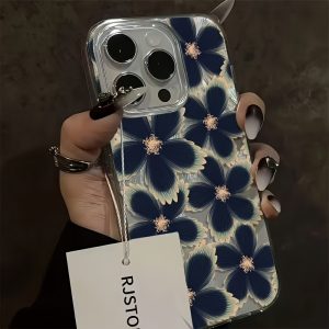 Phone Case - Phone Case Premium Feather Case, Adorned with Black And Purple Floral Pattern Suitable for 16/16Plus/16Pro/16Promax/15/15Plus/15Promax/14/14Plus/14Pro/14Promax, 13/13Pro/13Promax, 12/12Pro/12Promax, 11/11Pro Max