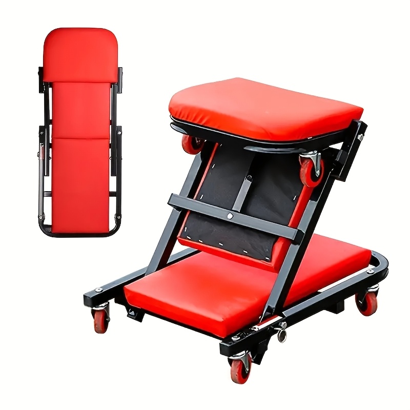 Auto Repair Bench with Roller Moving Tool Tray(Sold Separately), 2-in-1 Track, 36inch; Z Track Seat, Load Capacity Garage Chair Adjustable Rolling Folding Track ; Wheels.A Gift for the Family - Image 2
