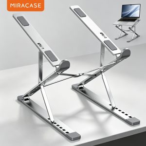 Metal Dual-Layer Laptop Stand, Foldable Portable Height Adjustable Notebook Riser Holder, Ergonomic Cooling Elevated Base Compatible with 10-15 Inch Laptops