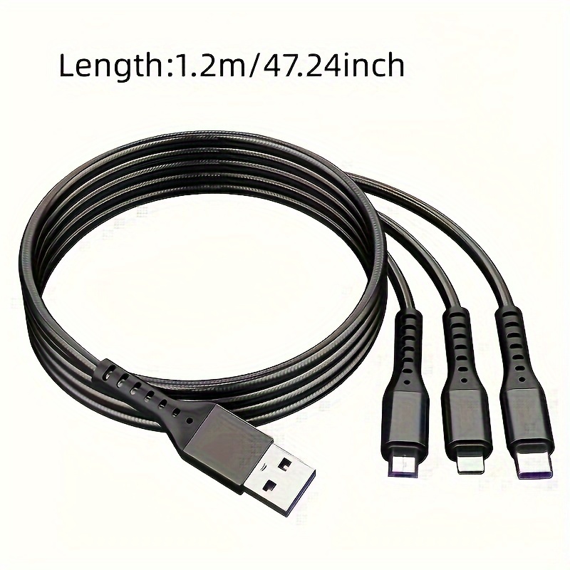 1pc Data Cable Three In One MAX 66w Super Fast Charging Three In One Heads Charger Multifunctional Suitable for iPhone/Android/type-c - Image 3