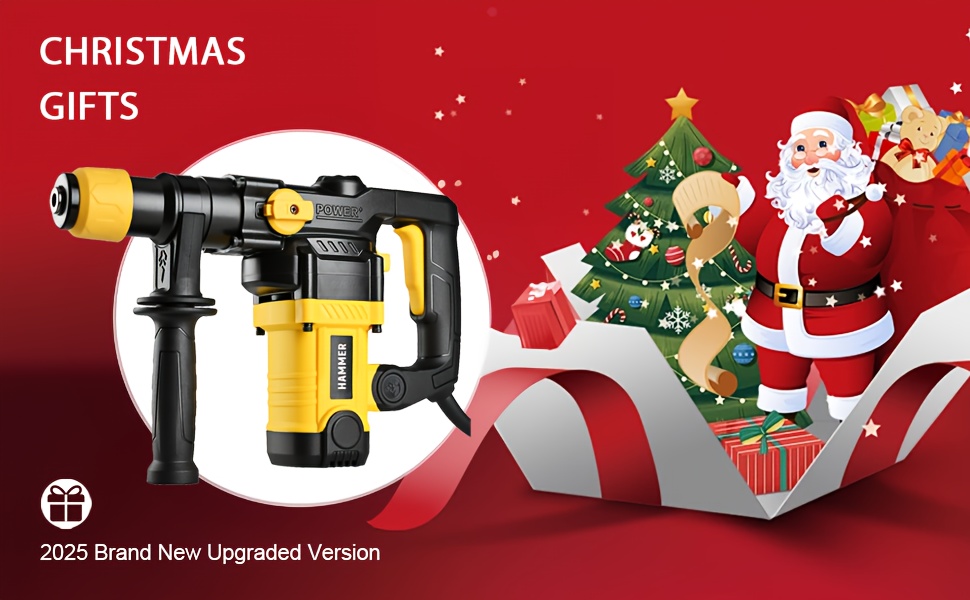 Heavy Duty Rotary Hammer Drill SDS Plus, 1 Battery/No Battery, Suitable for Concrete And Brick Walls, Dual-Mode Power Adjustment, Essential for Home Decoration And Construction, Equipped with Carry Case And Drill Bits, Great Gift for Handyman