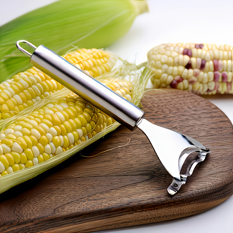 A Stainless Steel Corn Peeler, a Kitchen Gadget for Removing Corn Husks, And a Corn Kernel Separator