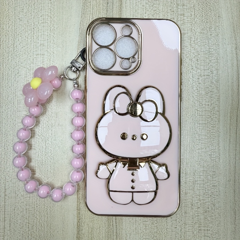 Phone Case - New Fashionable Phone Case Suitable for Iphone 11 12 13 14 15 16 16Pro 15Pro Max 16Plus Phone Case, Rabbit 3D Stand Ultra-Thin Electroplated Soft Phone Case Protective Case with Hand Chain - Image 5
