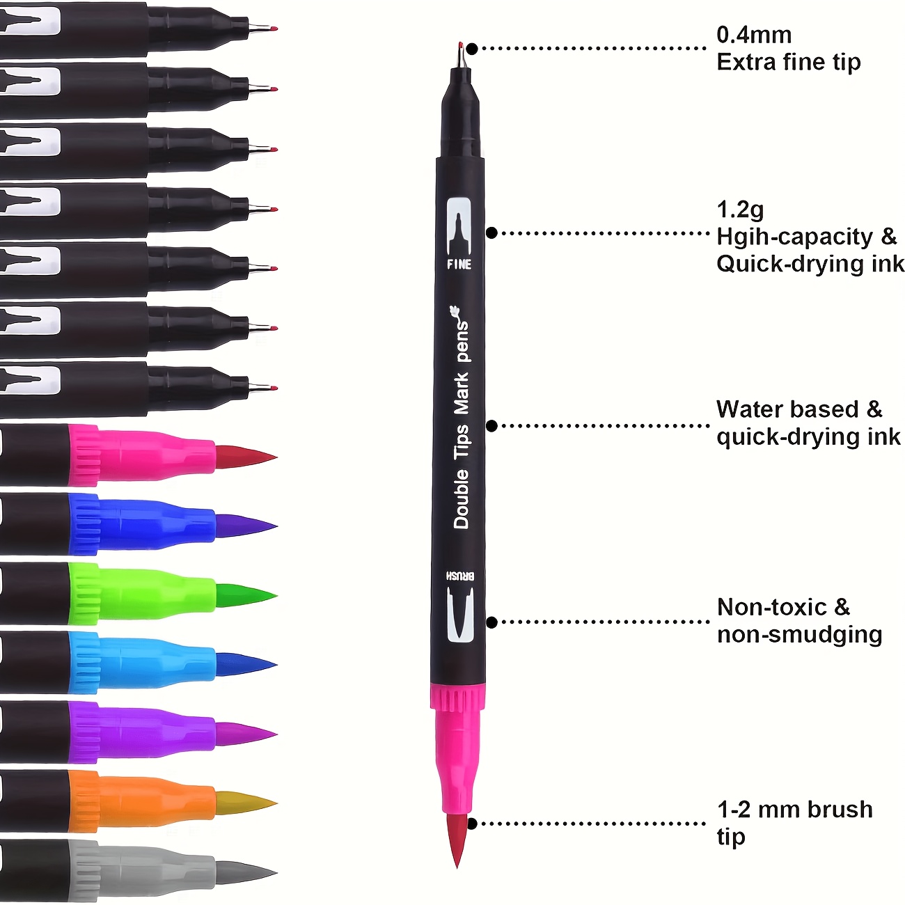 [Pen Set] Double-headed Art Pen Set - Quick-drying, Mixed Colors, for Professional Art Use - Perfect Gift for Christmas, Halloween, Easter
