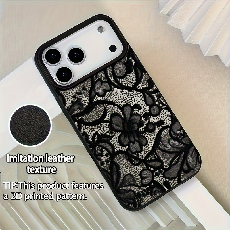 Phone Case: 2D Flat Lace Pattern 7/8 Plus Drop-Proof Soft Case, Simple and Premium Air Cushion Case for iPhone 14 Pro Max, Apple 13 Phone Case, Couple's XS Max, New 12 Pro Drop-Proof XR Frosted 11 Case for Men and Women, 13 Full-Coverage 15 PRO Soft