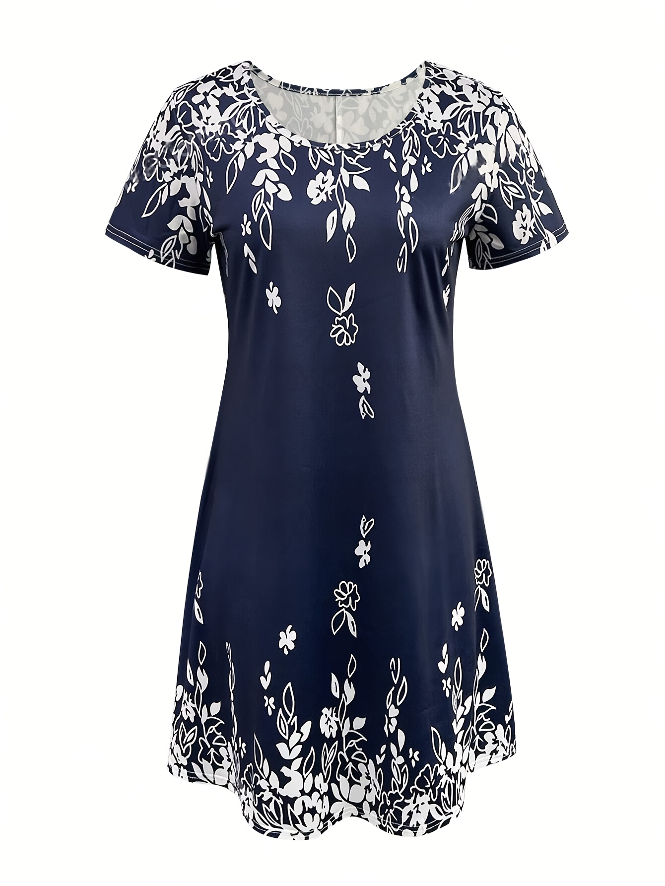 Casual Retro Style Short-Sleeved Tourist Spring And Summer Clothing Dress