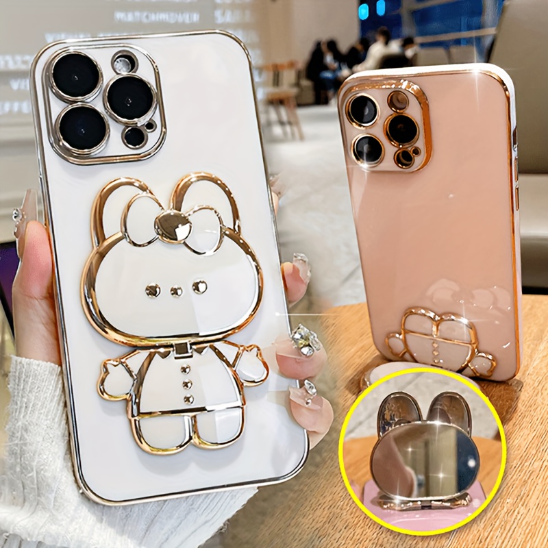 Phone Case - New Fashionable Phone Case Suitable for Iphone 11 12 13 14 15 16 16Pro 15Pro Max 16Plus Phone Case, Rabbit 3D Stand Ultra-Thin Electroplated Soft Phone Case Protective Case with Hand Chain - Image 6