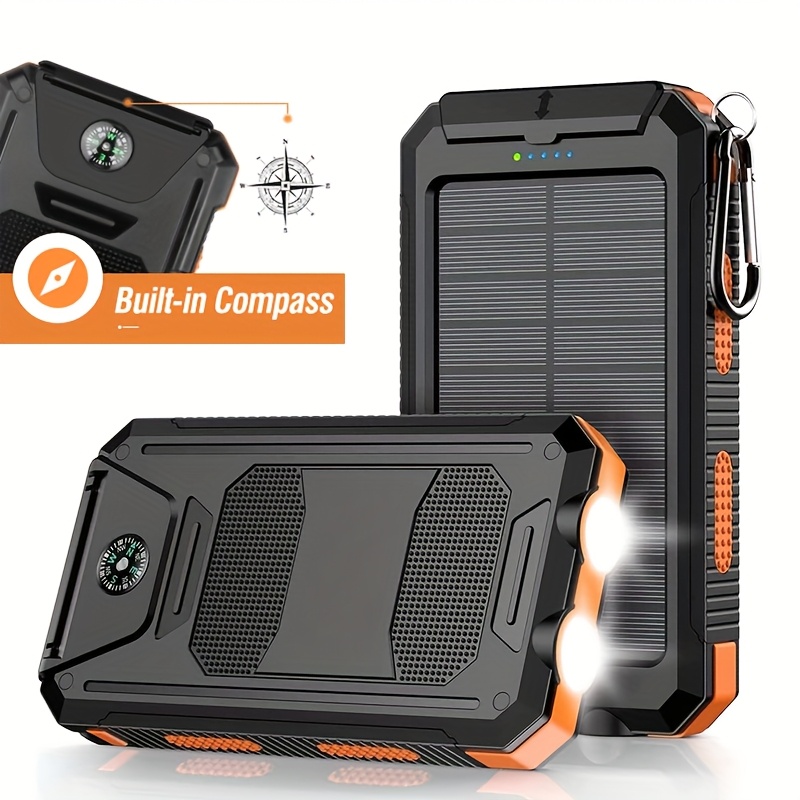20000Mah Solar Power Bank, Solar Charger, Outdoor High-Capacity Battery Pack, Usb/Usb-C/Micro USB, Compatible with All Phones, Fast Charging, Dual LED Flashlight Compatible with Outdoor And Camping, Compass And Backpack Hook, Portable Power Bank - Image 13