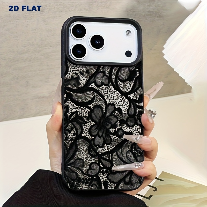Phone Case: 2D Flat Lace Pattern 7/8 Plus Drop-Proof Soft Case, Simple and Premium Air Cushion Case for iPhone 14 Pro Max, Apple 13 Phone Case, Couple's XS Max, New 12 Pro Drop-Proof XR Frosted 11 Case for Men and Women, 13 Full-Coverage 15 PRO Soft