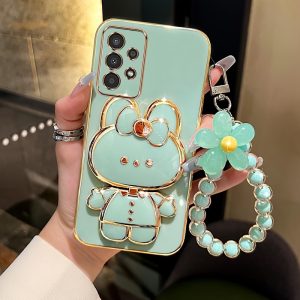 Phone Case - New Fashionable Phone Case Suitable for Iphone 11 12 13 14 15 16 16Pro 15Pro Max 16Plus Phone Case, Rabbit 3D Stand Ultra-Thin Electroplated Soft Phone Case Protective Case with Hand Chain