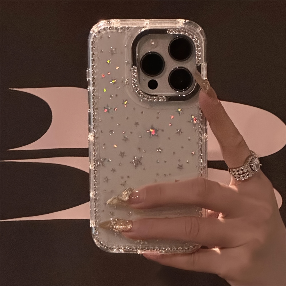 Phone Case: Luxury Rhinestone Fashion Phone Case, Sparkling Crystal Border Starry Transparent Drop-Proof Case, Suitable for iPhone 17 Pro Max, 17 Air, 16, 15, 14, 13 Pro Max. Christmas Gift, New Year's Gift, Easter Gift, Halloween Gift, for Friends