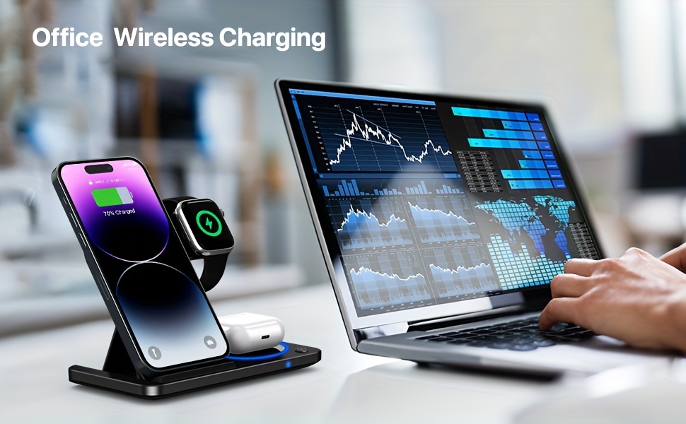 3 in 1 Foldable Wireless Charger, Fast Wireless Charging Station Stand Dock for Iphone 17/16/15/14/13/12/11/ Pro/Max/Mini/8/Plus/ X/XR/XS/X/SE, for Iwatch Ultra2/Ultra/9/8/7/6/ 5/4/3/2/1/SE, for Airpods 3/2/Pro2/Pro