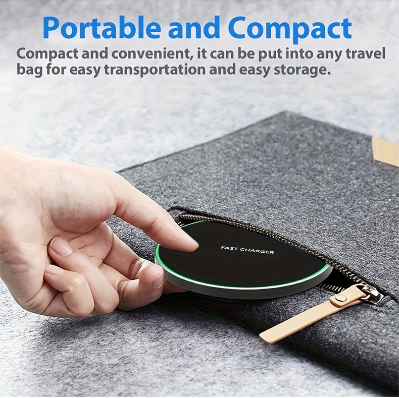 15W Wireless Charger, Suitable for Iphone 17 16 15 14 13 12 11 Pro Max, Other Phones, Inductive Wireless Charging Board, USB Type-C, Very Suitable for Office, Home, Travel, Black And White, Exquisite And Compact, Round And Lightweight Design