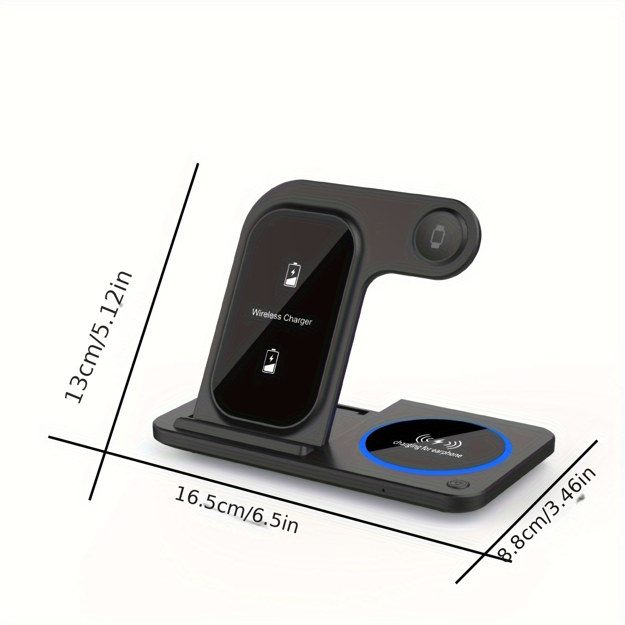 3 in 1 Foldable Wireless Charger, Fast Wireless Charging Station Stand Dock for Iphone 17/16/15/14/13/12/11/ Pro/Max/Mini/8/Plus/ X/XR/XS/X/SE, for Iwatch Ultra2/Ultra/9/8/7/6/ 5/4/3/2/1/SE, for Airpods 3/2/Pro2/Pro - Image 2