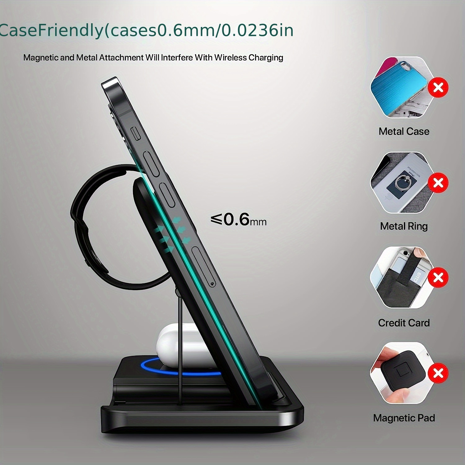 3 in 1 Foldable Wireless Charger, Fast Wireless Charging Station Stand Dock for Iphone 17/16/15/14/13/12/11/ Pro/Max/Mini/8/Plus/ X/XR/XS/X/SE, for Iwatch Ultra2/Ultra/9/8/7/6/ 5/4/3/2/1/SE, for Airpods 3/2/Pro2/Pro - Image 9