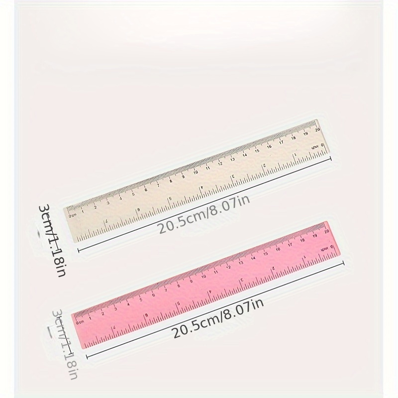 5pcs Set of Bright Color Transparent Plastic Rulers - Precise 8-Inch Measuring Tools for Students, Office, and Home Use - Durable, Easy-to-Read, Space-Saving Design