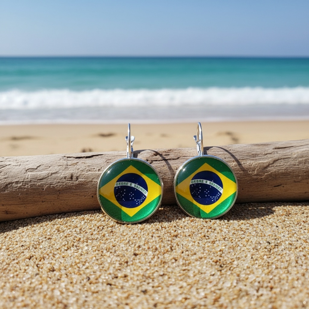 Brazilian Flag Earrings, Fluorescent and Luminous Styles, Alloy Material with Glass Inlay, Fashionable Gift for Women, Daily Wear Accessories - Image 7