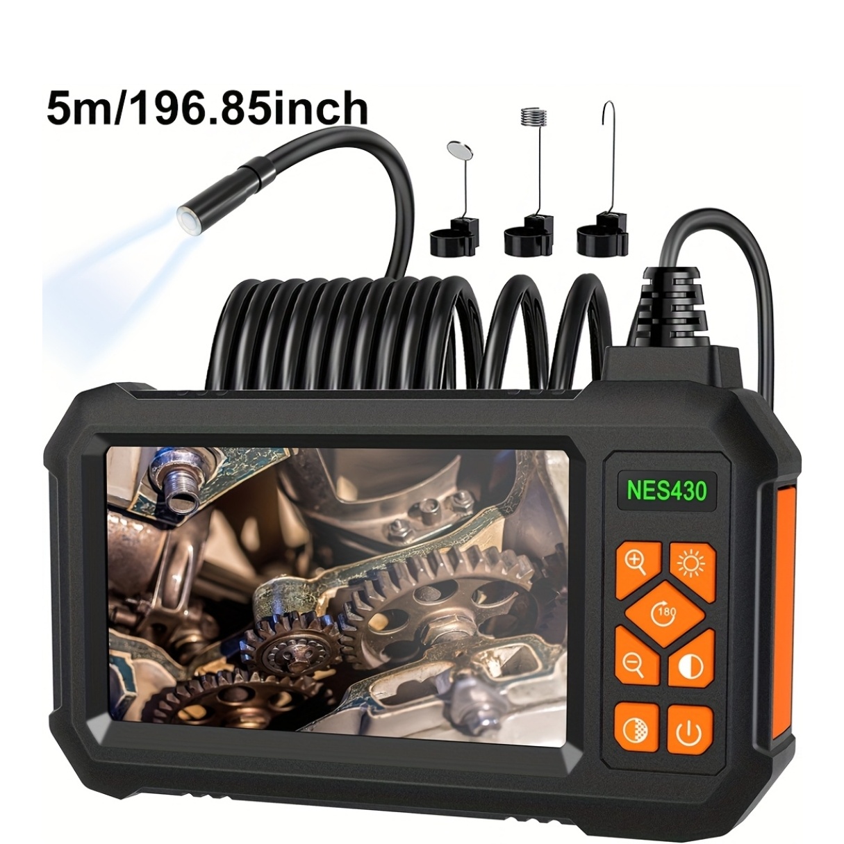 1pc 1/5/10/20M Inspection Endoscope Camera with Light, 1080P HD Borescope Camera with Light, 4.3" IPS Screen, IP67 Sewer Camera Borescope, Semi-Rigid Cord Drain Pipe Camera Cool Gadgets Tool - Image 2