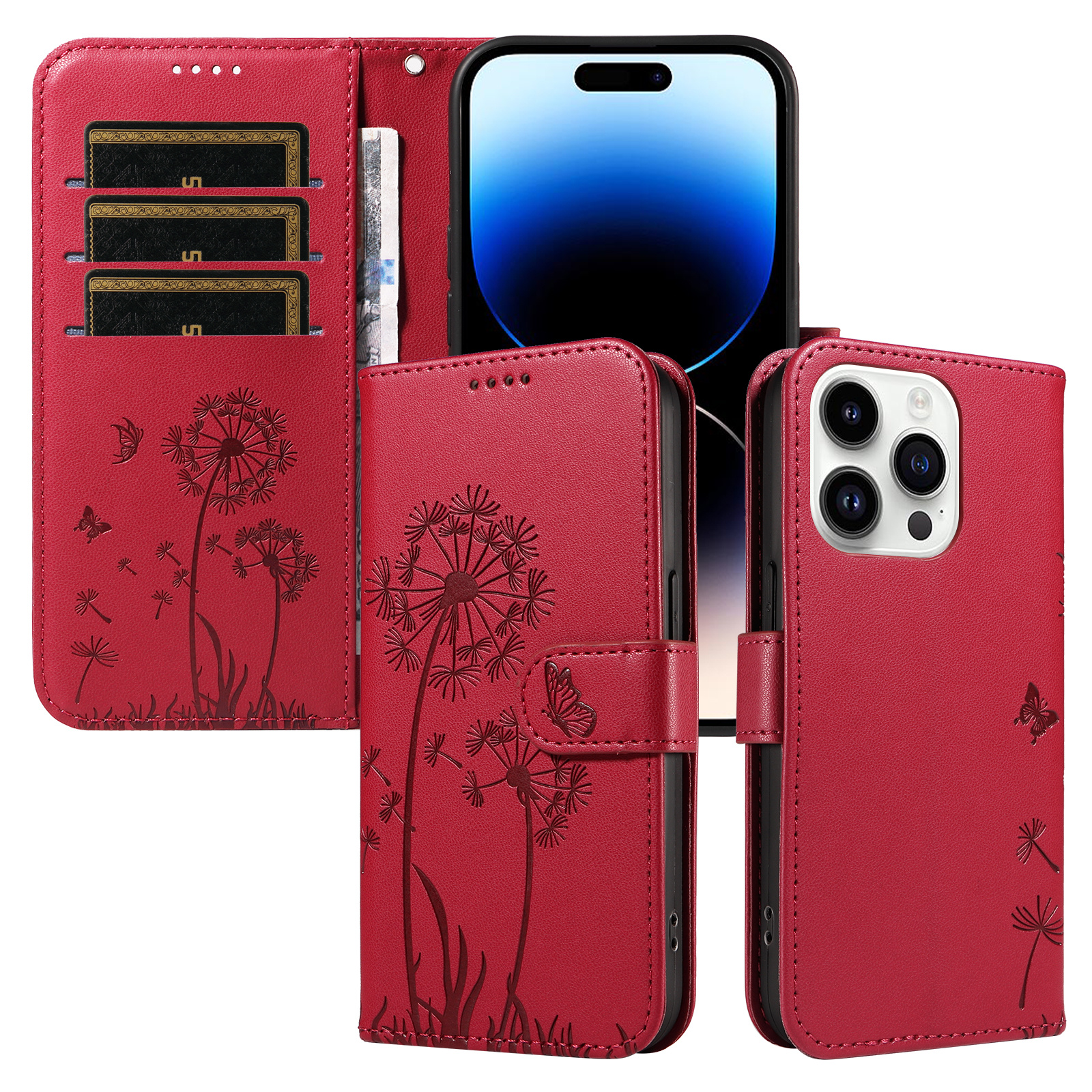 Magnetic Wallet Case Phone Case with Garden Floral Design, Compatible with iPhone 17/16/15/14/13/12/11/7/8 Full Series, Pro Max/Plus/Pro/Mini and XS Max/XR/X/XS, with Adjustable Strap and Card Slot, Unisex - Image 51