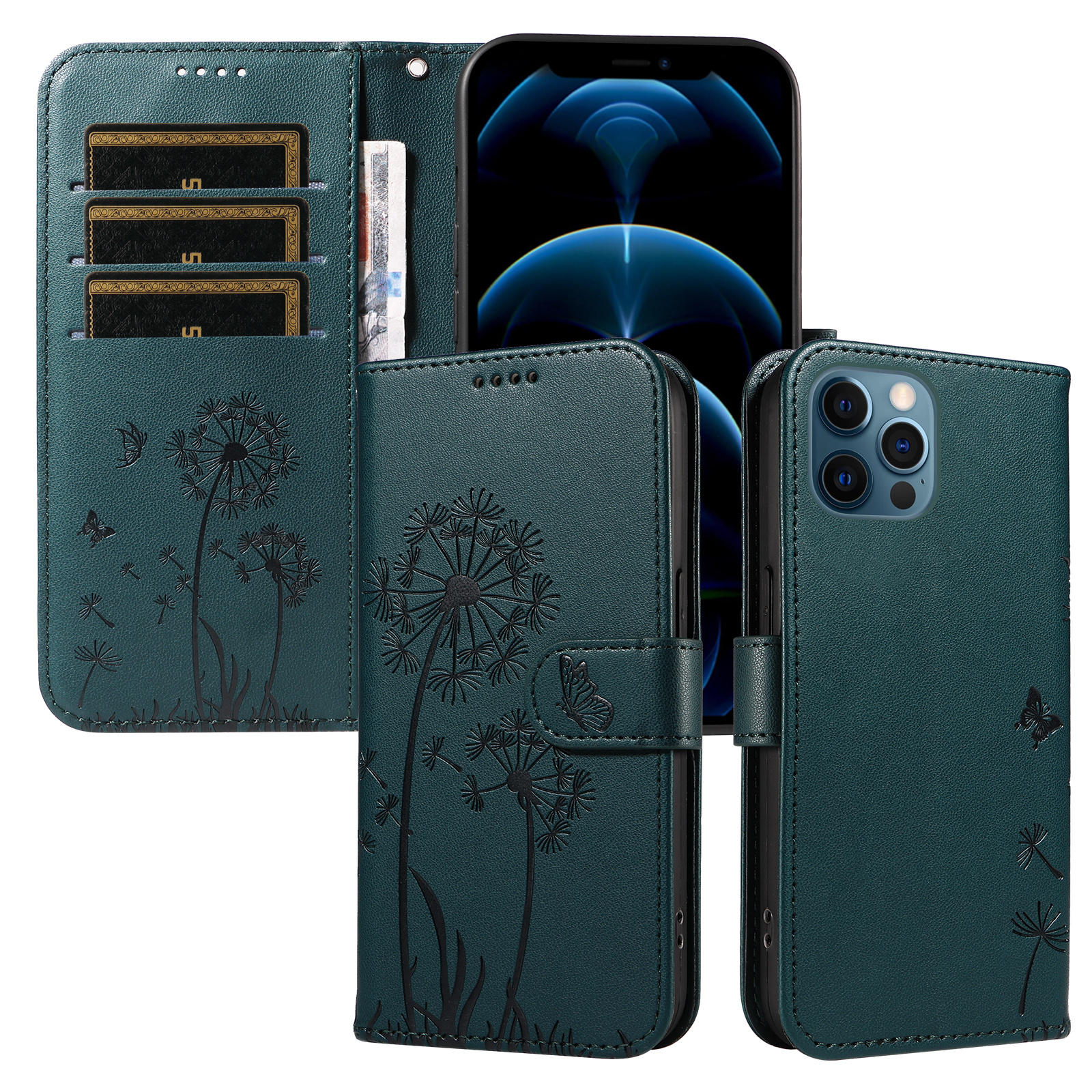 Magnetic Wallet Case Phone Case with Garden Floral Design, Compatible with iPhone 17/16/15/14/13/12/11/7/8 Full Series, Pro Max/Plus/Pro/Mini and XS Max/XR/X/XS, with Adjustable Strap and Card Slot, Unisex - Image 59