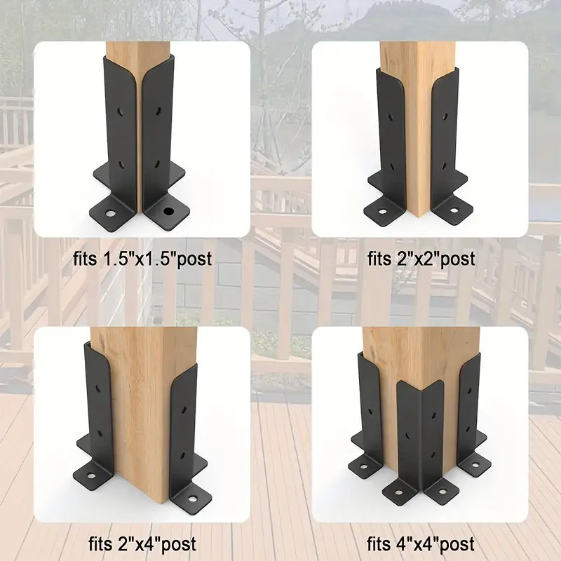 Adjustable Deck Post Anchor Bracket 2-Pack for 1.5X1.5-2X2-2X4-4X4 Posts Heavy Duty Metal Support Wood Fence And Gazebo, Easy Installation, Space Saving Design, Suitable for Gift Giving - Image 4