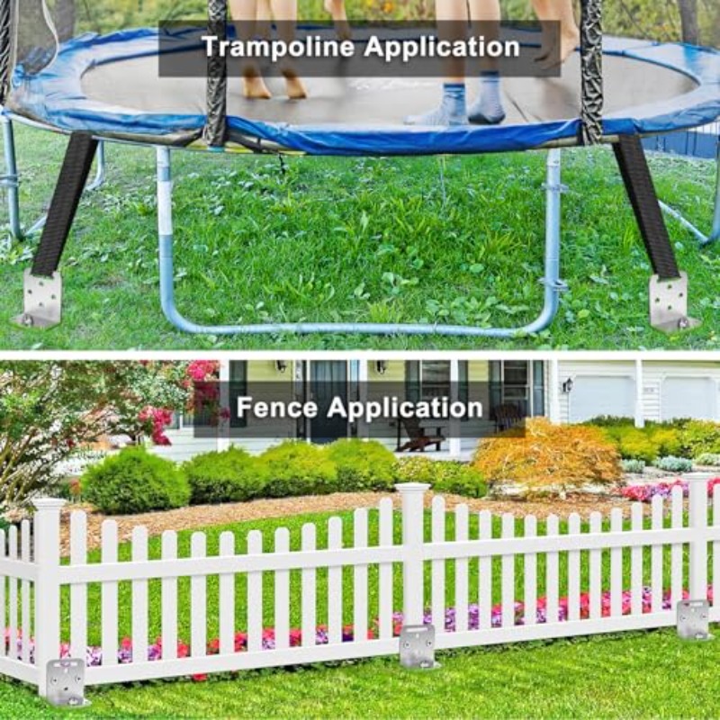 4-Pack 19.69inch Trampoline Ground Anchors Screw-In Earth Anchor Stakes Kit with L-Shaped Brackets 20MM Spiral Swingset Anchors for Swing Set, Tent, Canopy, Carport, Sheds, Playset, Mobile Home