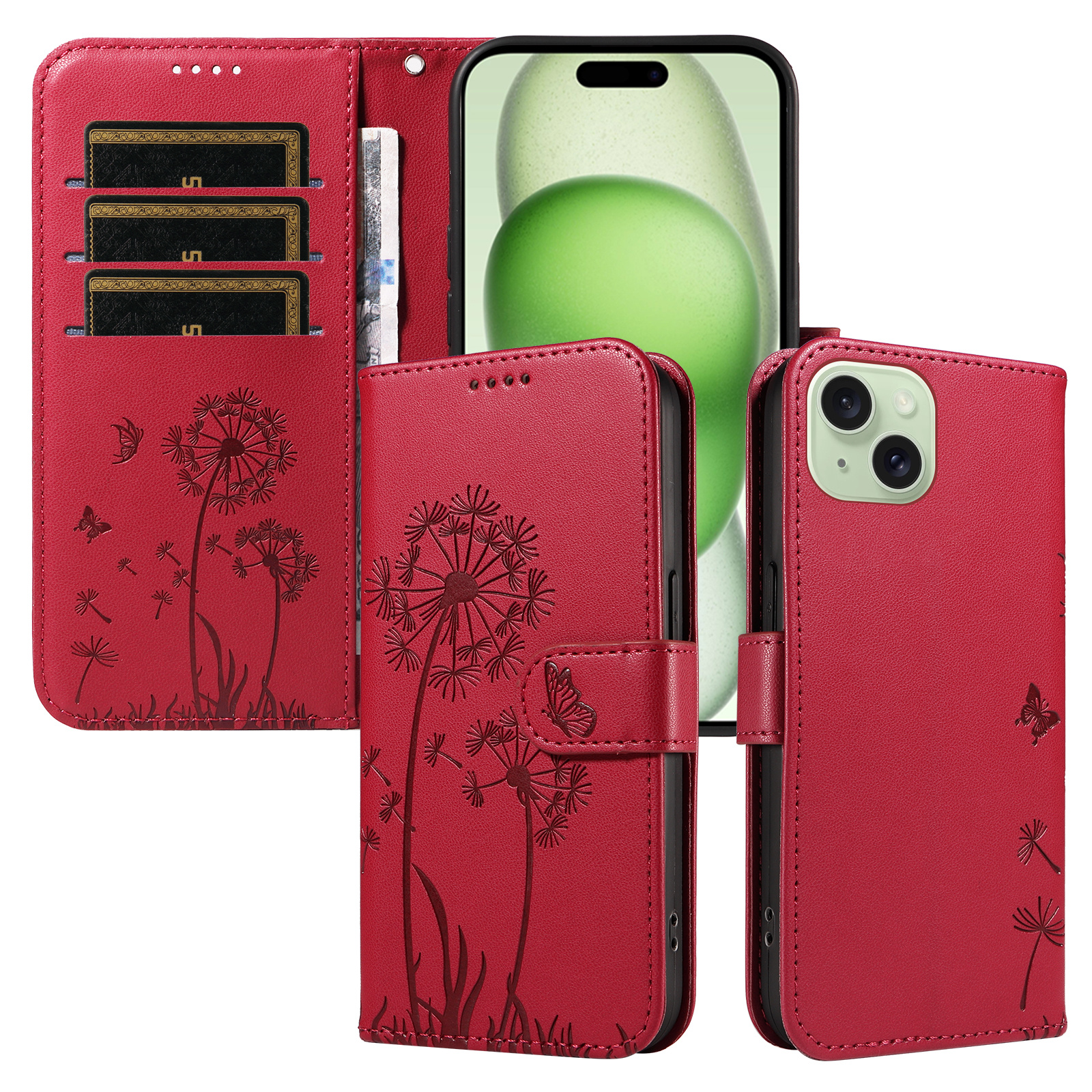 Magnetic Wallet Case Phone Case with Garden Floral Design, Compatible with iPhone 17/16/15/14/13/12/11/7/8 Full Series, Pro Max/Plus/Pro/Mini and XS Max/XR/X/XS, with Adjustable Strap and Card Slot, Unisex - Image 42