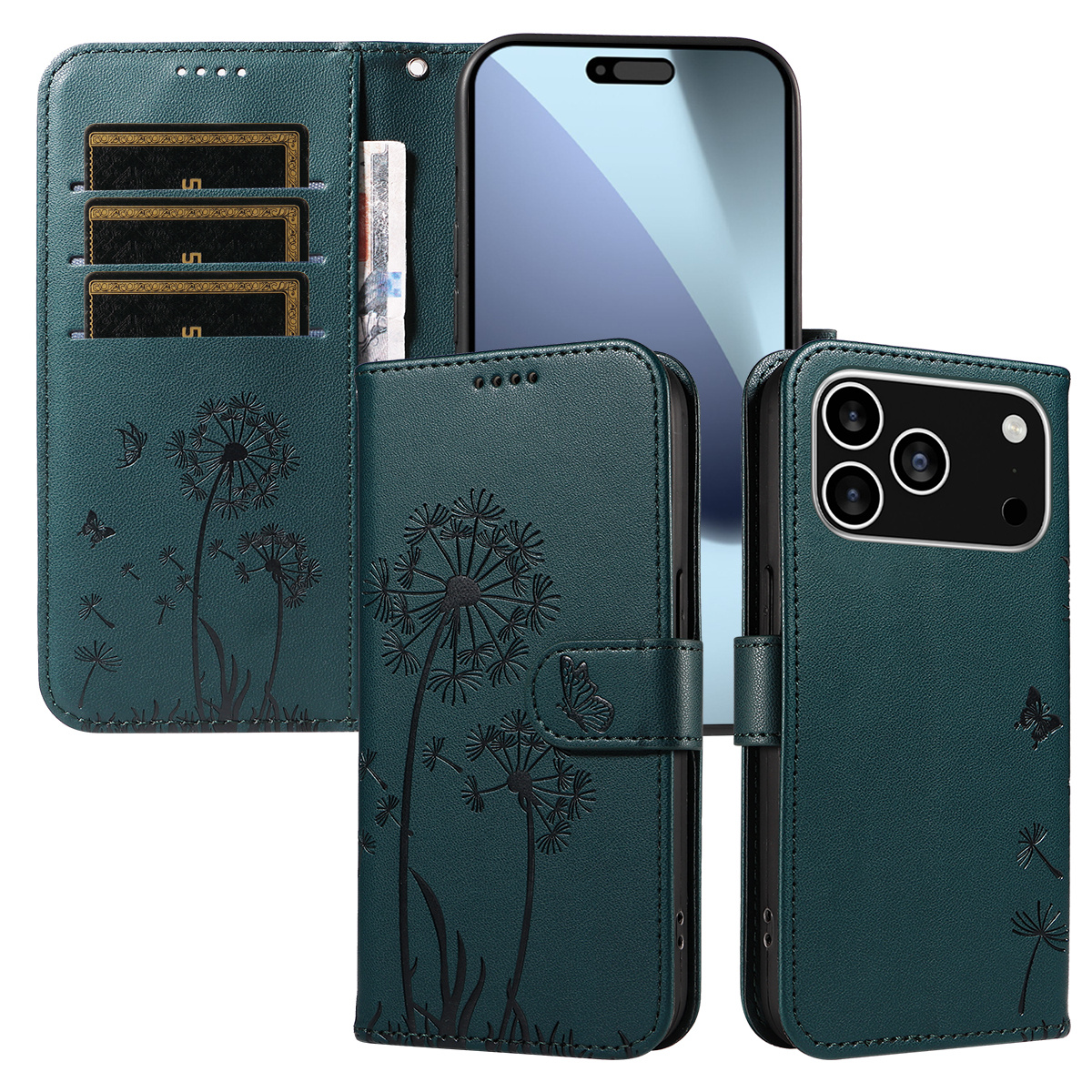 Magnetic Wallet Case Phone Case with Garden Floral Design, Compatible with iPhone 17/16/15/14/13/12/11/7/8 Full Series, Pro Max/Plus/Pro/Mini and XS Max/XR/X/XS, with Adjustable Strap and Card Slot, Unisex - Image 13