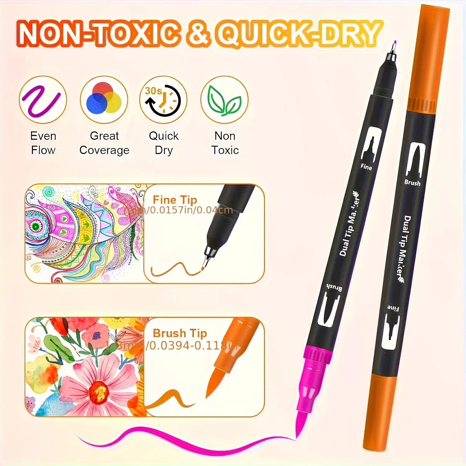 [Pen Set] Double-headed Art Pen Set - Quick-drying, Mixed Colors, for Professional Art Use - Perfect Gift for Christmas, Halloween, Easter
