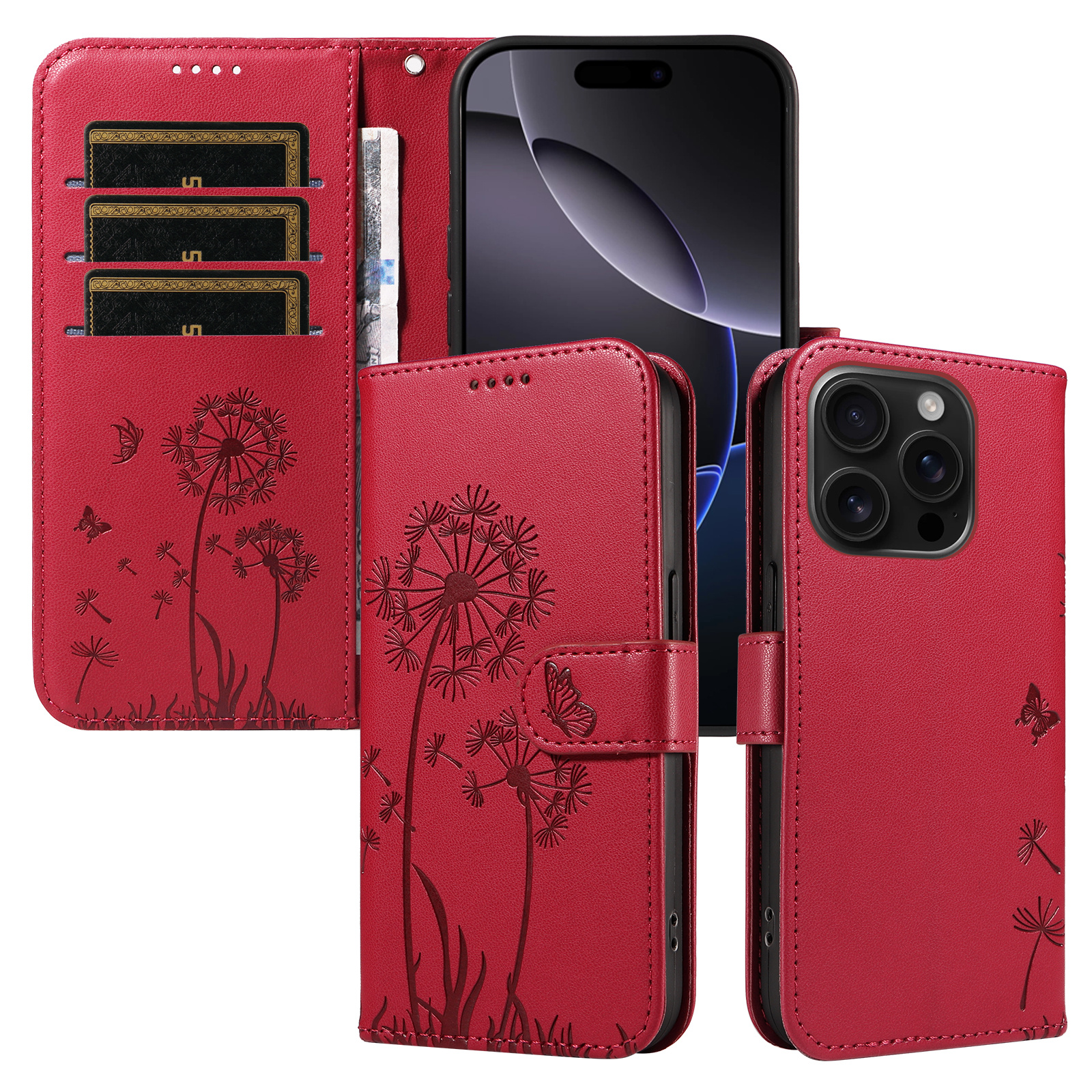 Magnetic Wallet Case Phone Case with Garden Floral Design, Compatible with iPhone 17/16/15/14/13/12/11/7/8 Full Series, Pro Max/Plus/Pro/Mini and XS Max/XR/X/XS, with Adjustable Strap and Card Slot, Unisex - Image 30