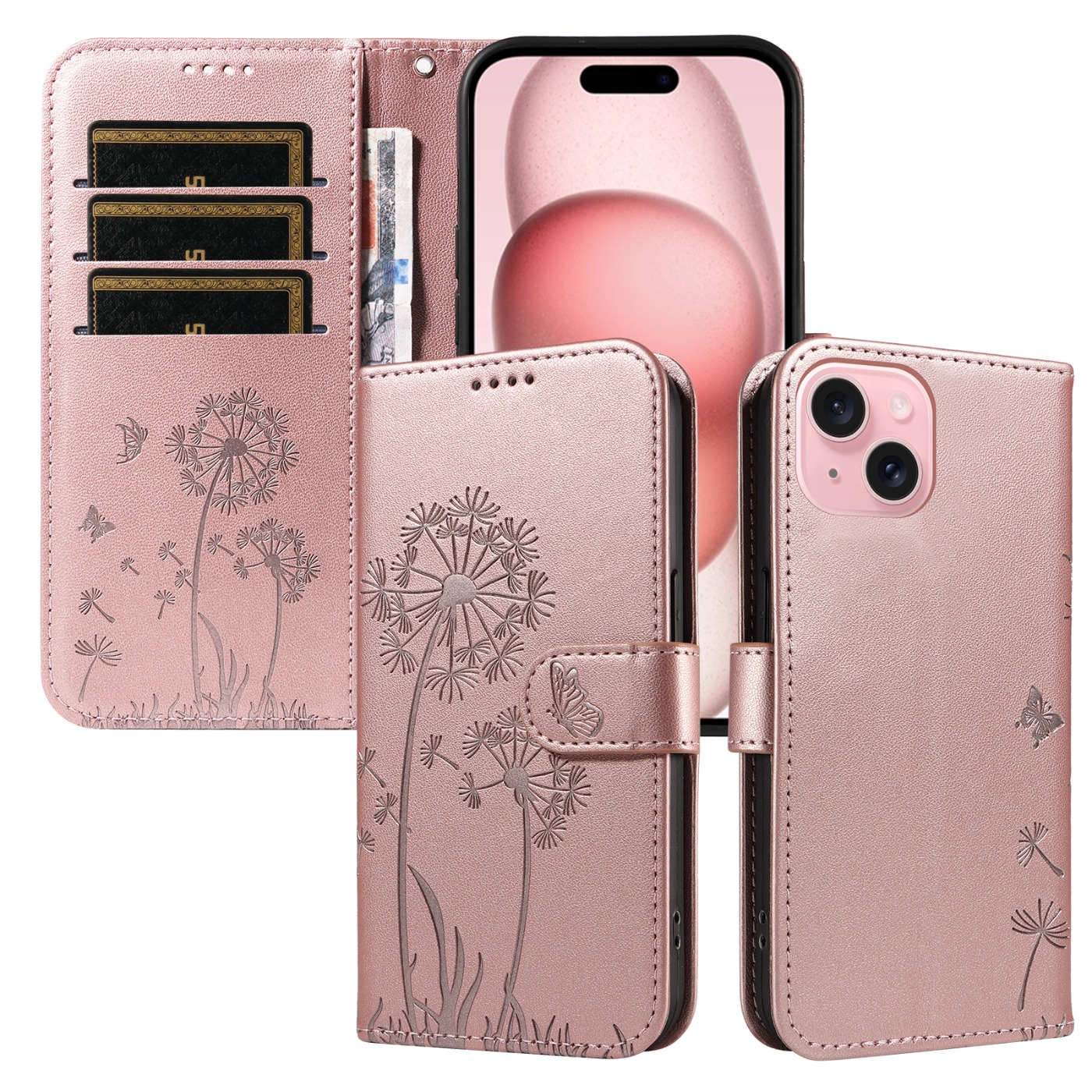 Magnetic Wallet Case Phone Case with Garden Floral Design, Compatible with iPhone 17/16/15/14/13/12/11/7/8 Full Series, Pro Max/Plus/Pro/Mini and XS Max/XR/X/XS, with Adjustable Strap and Card Slot, Unisex - Image 49
