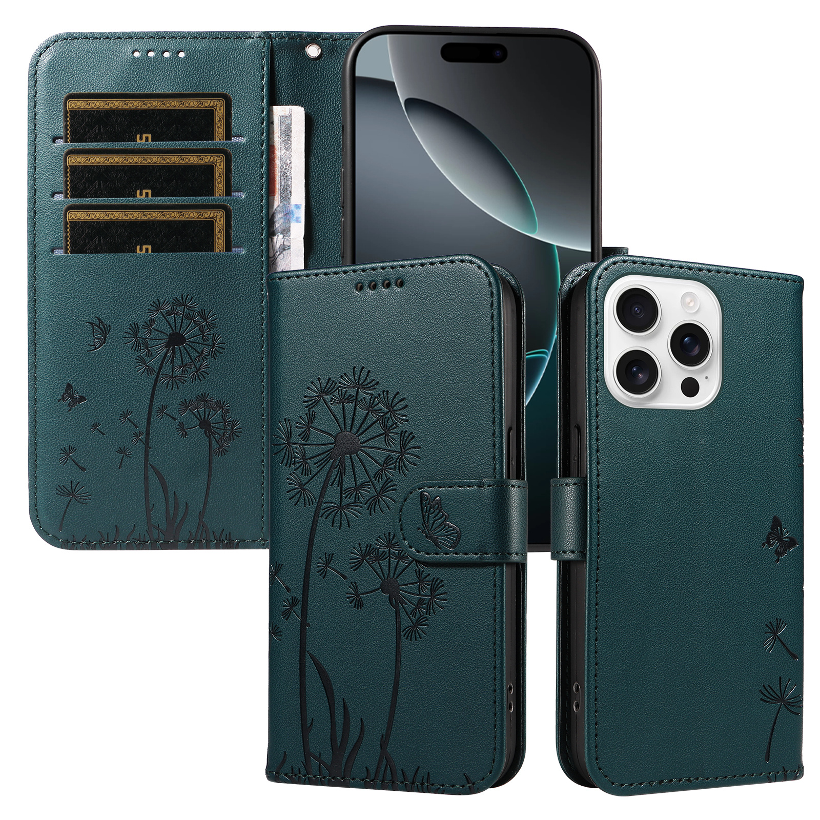 Magnetic Wallet Case Phone Case with Garden Floral Design, Compatible with iPhone 17/16/15/14/13/12/11/7/8 Full Series, Pro Max/Plus/Pro/Mini and XS Max/XR/X/XS, with Adjustable Strap and Card Slot, Unisex - Image 26