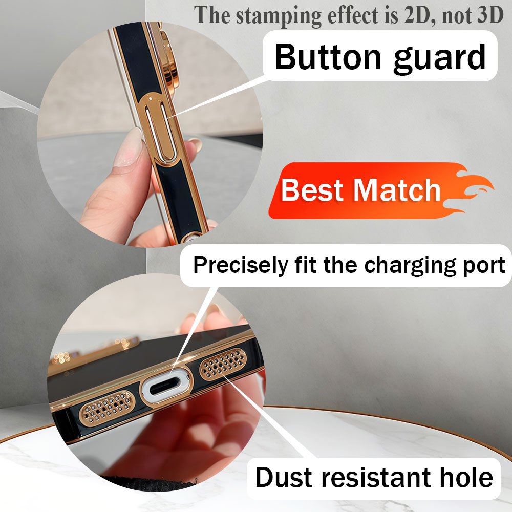 Phone Case - 2D Printed Phone Case: Luxury Black Quilted Phone Case with Golden Studs And Diamond 2D Patterns, Suitable for Iphone 17/16/15/14/13/12/11 Pro Max/Plus/Air, Made of PC Material, an Excellent Choice for Gifts - Image 7