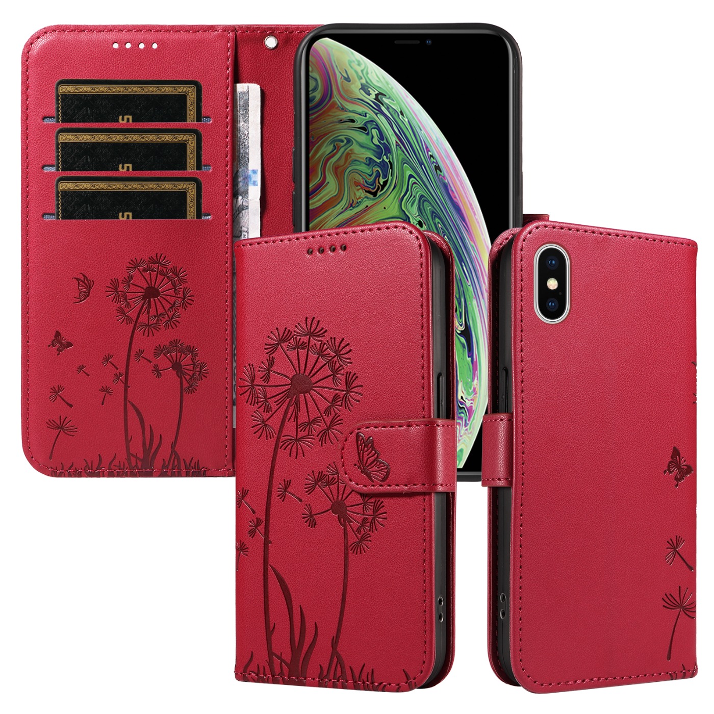 Magnetic Wallet Case Phone Case with Garden Floral Design, Compatible with iPhone 17/16/15/14/13/12/11/7/8 Full Series, Pro Max/Plus/Pro/Mini and XS Max/XR/X/XS, with Adjustable Strap and Card Slot, Unisex - Image 69