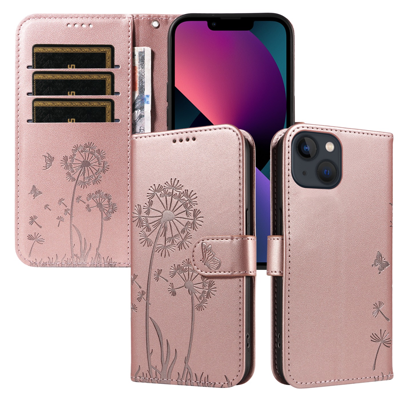 Magnetic Wallet Case Phone Case with Garden Floral Design, Compatible with iPhone 17/16/15/14/13/12/11/7/8 Full Series, Pro Max/Plus/Pro/Mini and XS Max/XR/X/XS, with Adjustable Strap and Card Slot, Unisex - Image 56