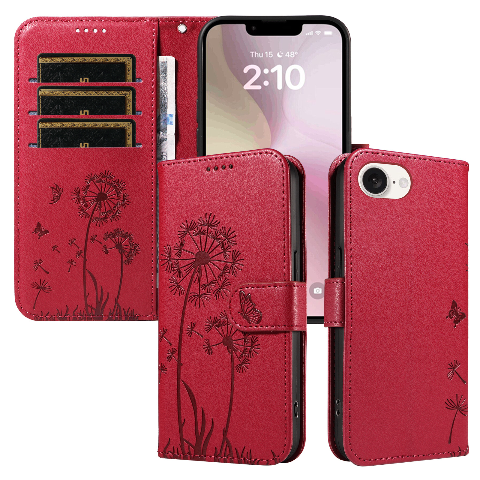 Magnetic Wallet Case Phone Case with Garden Floral Design, Compatible with iPhone 17/16/15/14/13/12/11/7/8 Full Series, Pro Max/Plus/Pro/Mini and XS Max/XR/X/XS, with Adjustable Strap and Card Slot, Unisex - Image 33