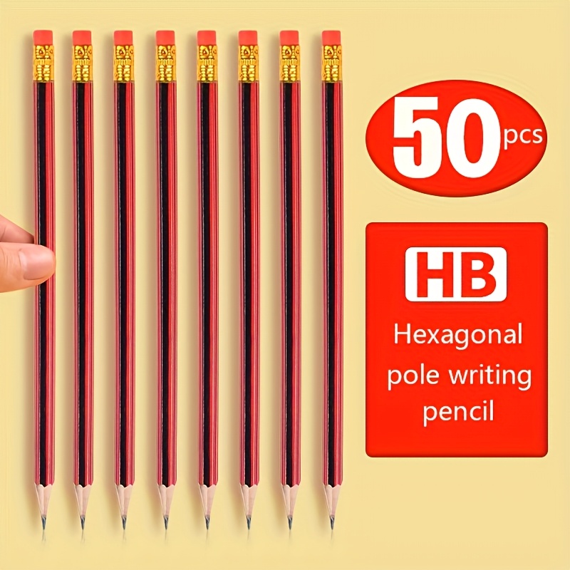 50-Count High-Quality HB Pencils with Eraser - Smooth Writing, Drawing & Shading for Classroom, Office and Studio - Premium Wood-Cased | Hexagonal Grip, Break-Resistant Lead, Latex-Free Eraser for Note-Taking, Exams, Journaling and Artistic Projects - Image 6