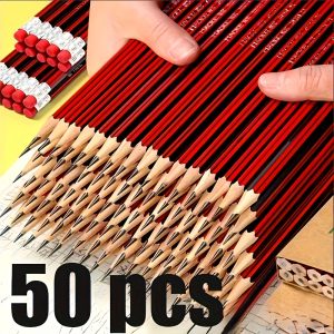 50-Count High-Quality HB Pencils with Eraser - Smooth Writing, Drawing & Shading for Classroom, Office and Studio - Premium Wood-Cased | Hexagonal Grip, Break-Resistant Lead, Latex-Free Eraser for Note-Taking, Exams, Journaling and Artistic Projects