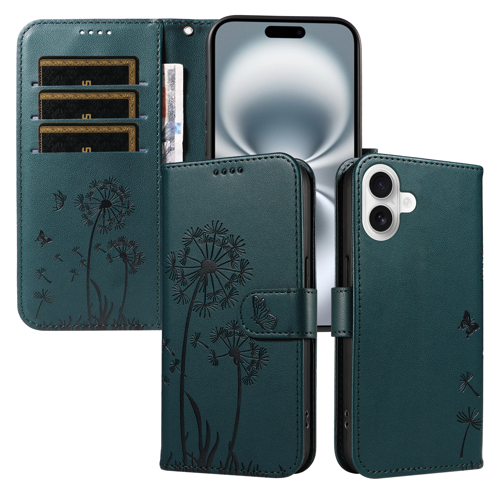 Magnetic Wallet Case Phone Case with Garden Floral Design, Compatible with iPhone 17/16/15/14/13/12/11/7/8 Full Series, Pro Max/Plus/Pro/Mini and XS Max/XR/X/XS, with Adjustable Strap and Card Slot, Unisex - Image 29