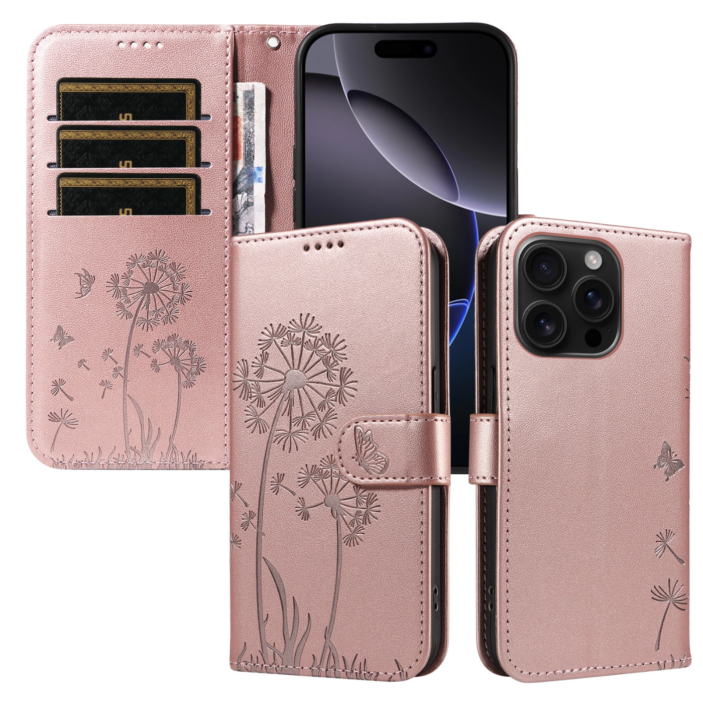 Magnetic Wallet Case Phone Case with Garden Floral Design, Compatible with iPhone 17/16/15/14/13/12/11/7/8 Full Series, Pro Max/Plus/Pro/Mini and XS Max/XR/X/XS, with Adjustable Strap and Card Slot, Unisex - Image 31