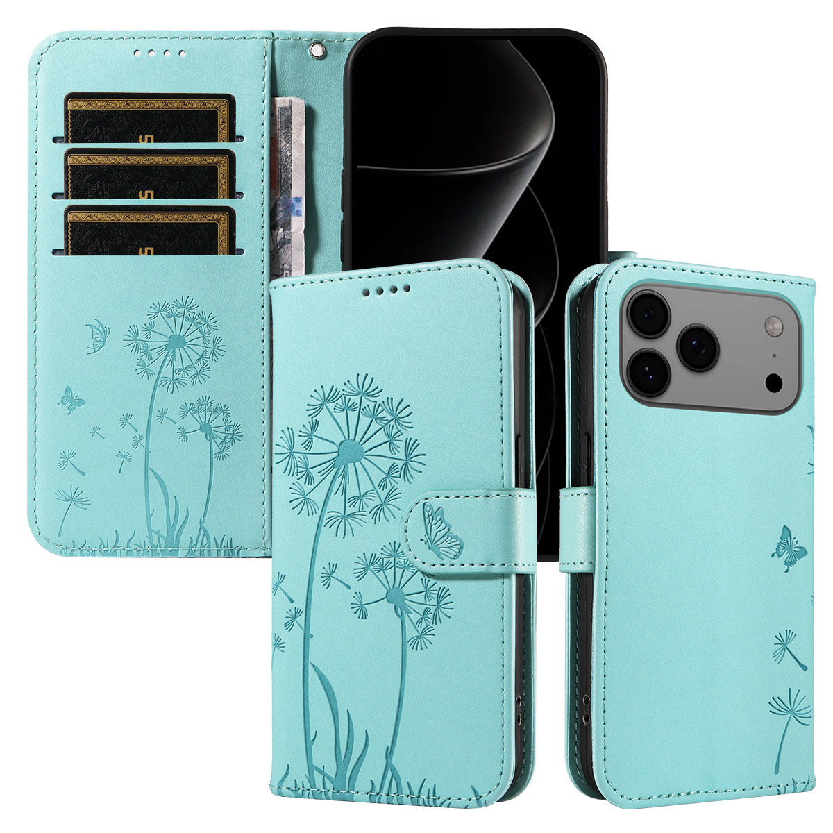 Magnetic Wallet Case Phone Case with Garden Floral Design, Compatible with iPhone 17/16/15/14/13/12/11/7/8 Full Series, Pro Max/Plus/Pro/Mini and XS Max/XR/X/XS, with Adjustable Strap and Card Slot, Unisex