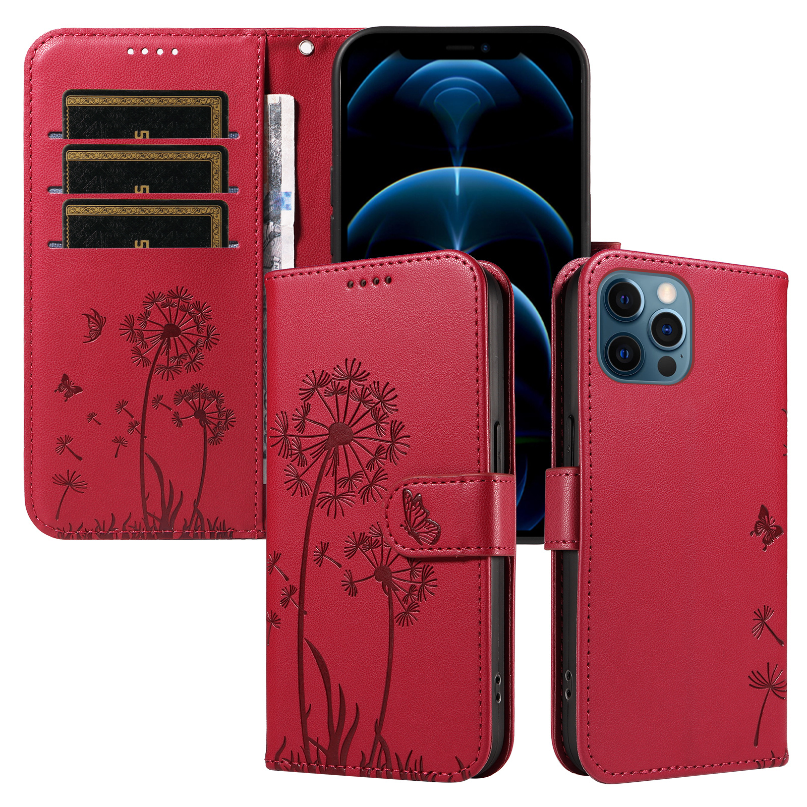 Magnetic Wallet Case Phone Case with Garden Floral Design, Compatible with iPhone 17/16/15/14/13/12/11/7/8 Full Series, Pro Max/Plus/Pro/Mini and XS Max/XR/X/XS, with Adjustable Strap and Card Slot, Unisex - Image 57