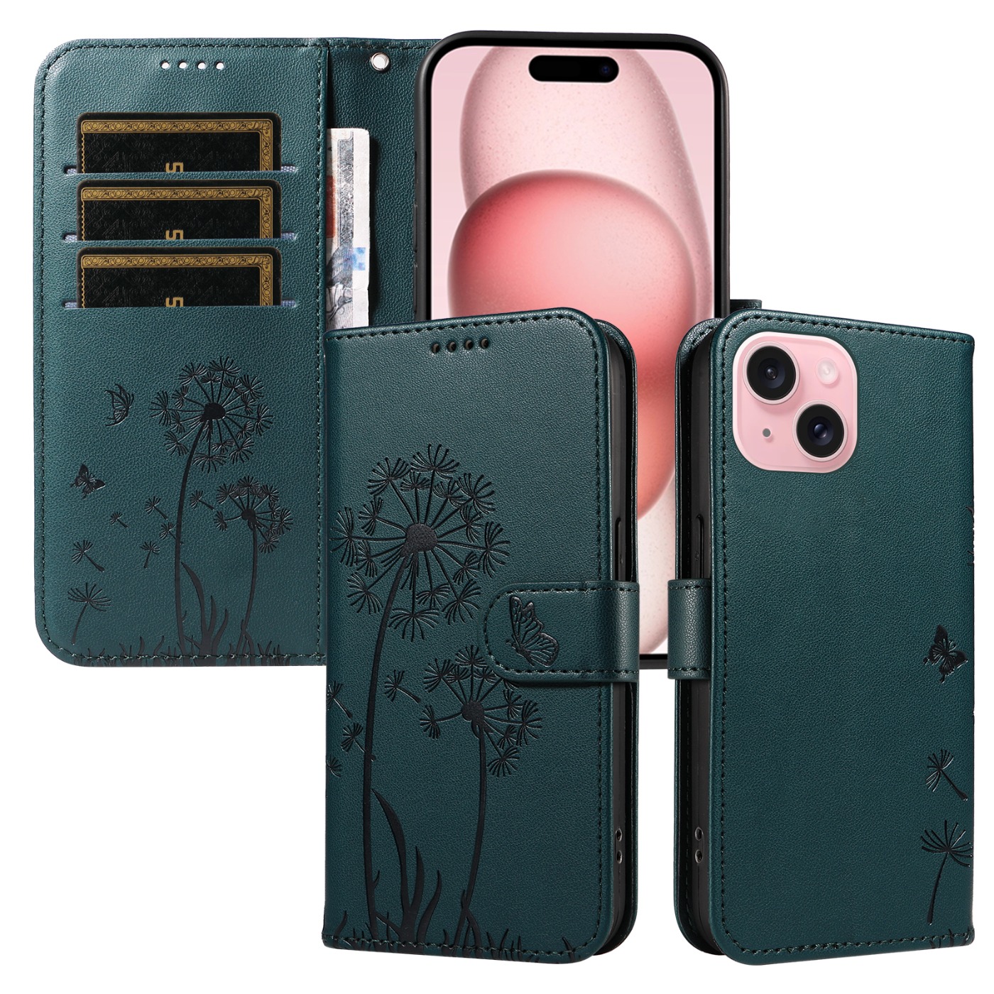 Magnetic Wallet Case Phone Case with Garden Floral Design, Compatible with iPhone 17/16/15/14/13/12/11/7/8 Full Series, Pro Max/Plus/Pro/Mini and XS Max/XR/X/XS, with Adjustable Strap and Card Slot, Unisex - Image 50