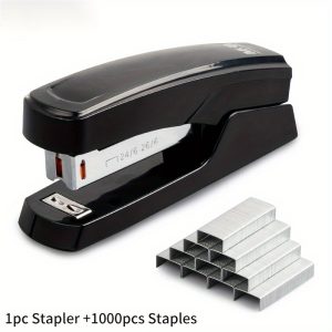 Manual Desktop Stapler, 25 Sheet Capacity, 1000 Staples Included, Plastic Stapler, Random Pattern on Body, for Office Home Students And Professionals