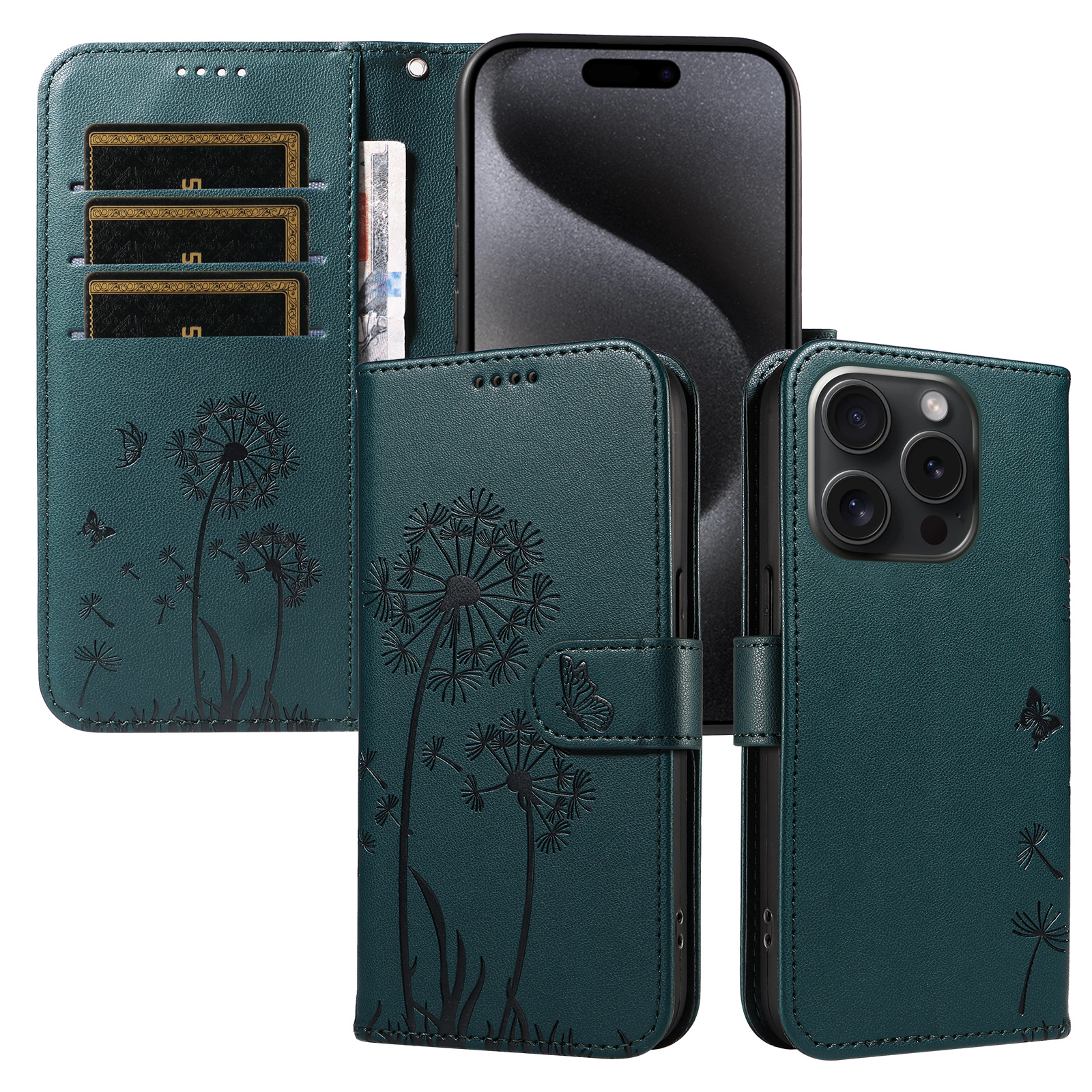 Magnetic Wallet Case Phone Case with Garden Floral Design, Compatible with iPhone 17/16/15/14/13/12/11/7/8 Full Series, Pro Max/Plus/Pro/Mini and XS Max/XR/X/XS, with Adjustable Strap and Card Slot, Unisex - Image 47